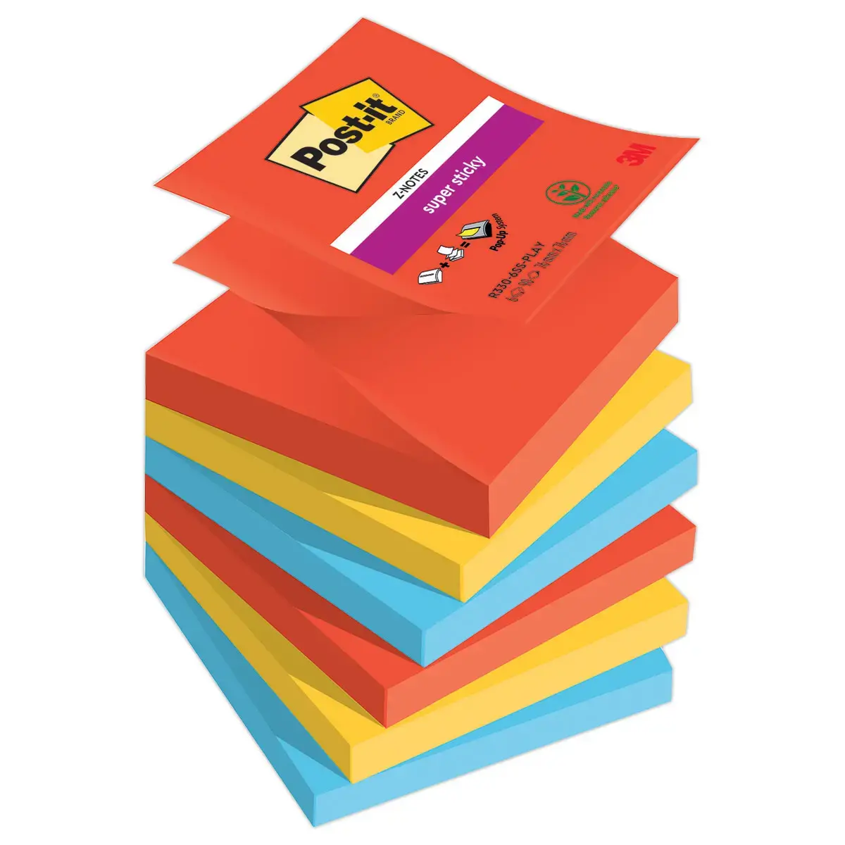 006 Super sticky Z-Notes Collectie Playful - 76 x 76 mm - 90 blaadjes - POST-IT