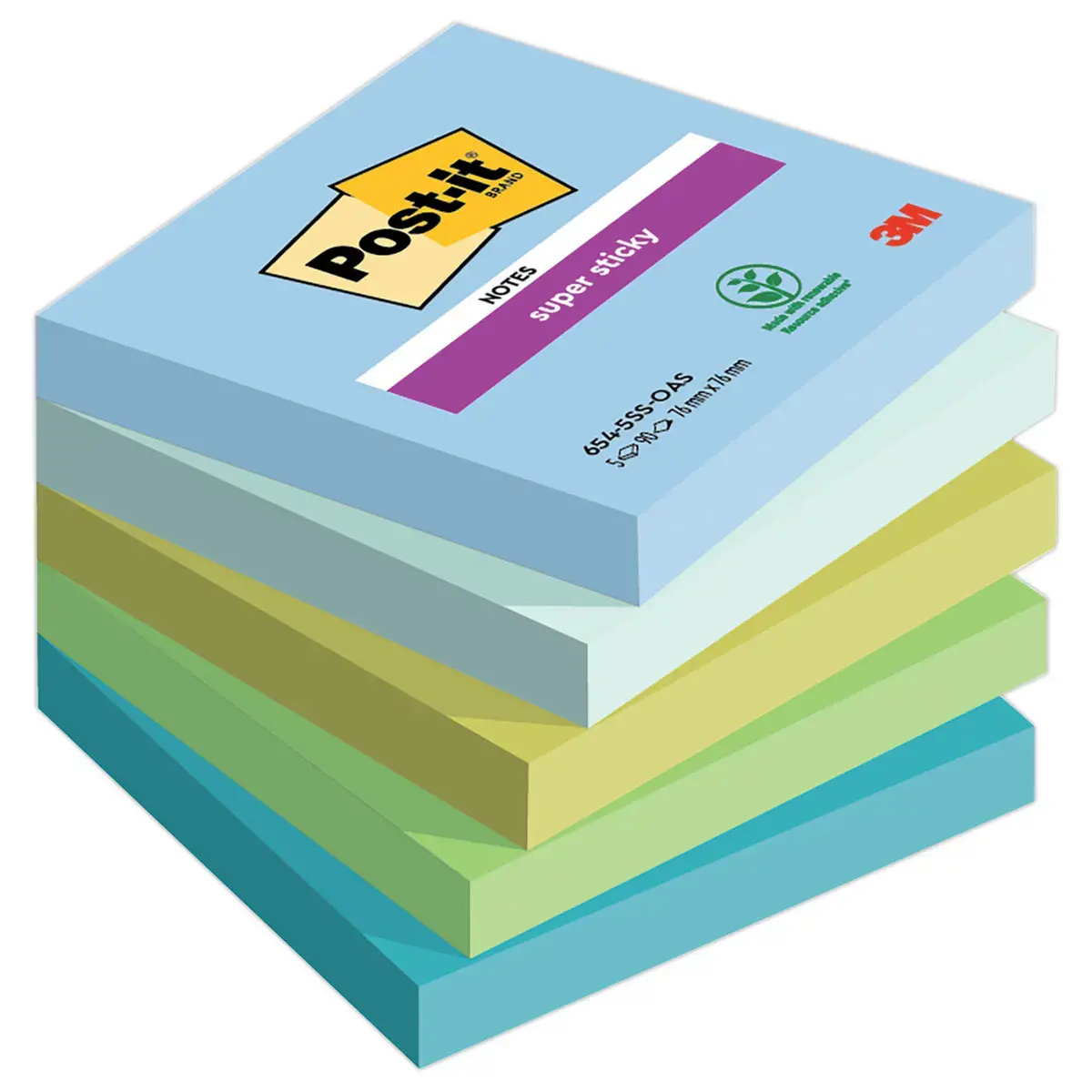 005 Super sticky memoblaadjes Collectie Oasis, 76 x 76 mm