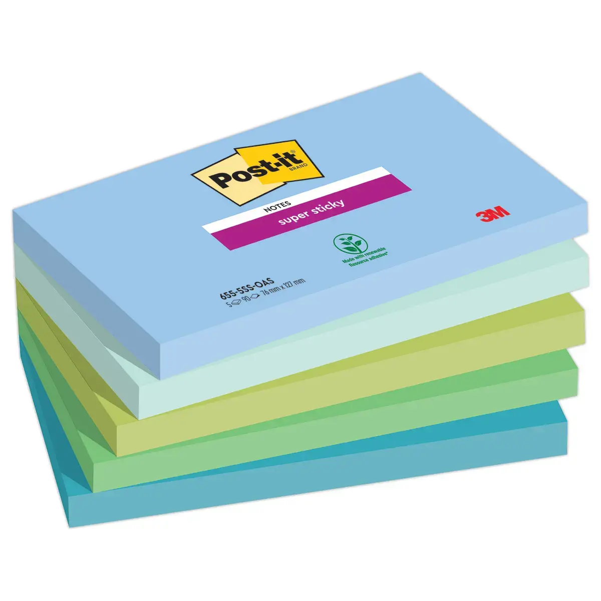005 Super sticky memoblaadjes Collectie Oasis, 76 x 127 mm