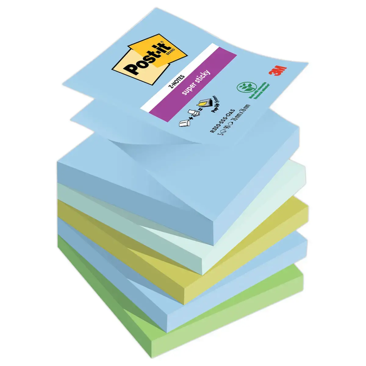005 Super sticky Z-Notes Collectie Oasis, 76 x 76 mm