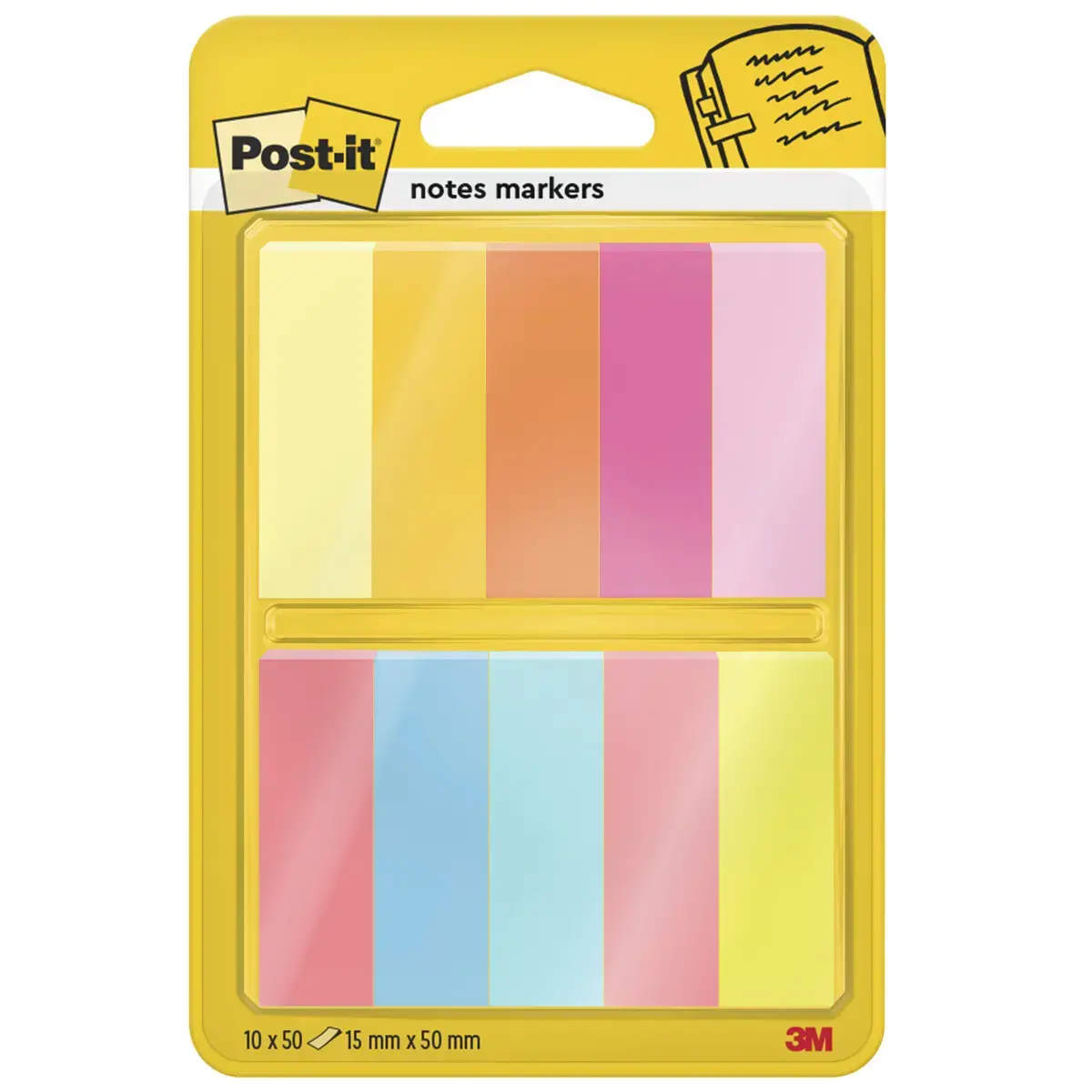 Papieren indextab-bladwijzers - Diverse kleuren - 10 blokken x 50 blaadjes - POST-IT 