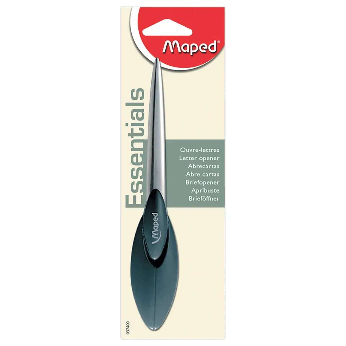 Klassieke briefopener met ergonomische handgreep in zwart plastic, 17 cm 