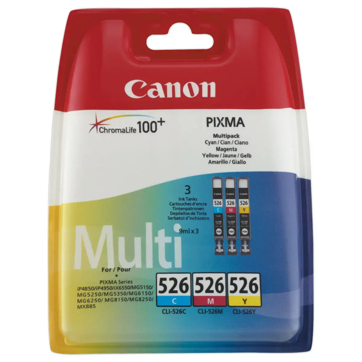 3  Verpakking cartridges CANON CLI-526 3 kleuren 