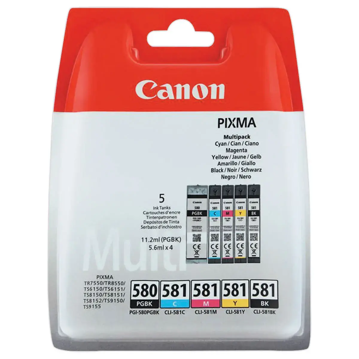 5  Pakket met CANON PG-580 / CLI-581 in zwart en kleuren 