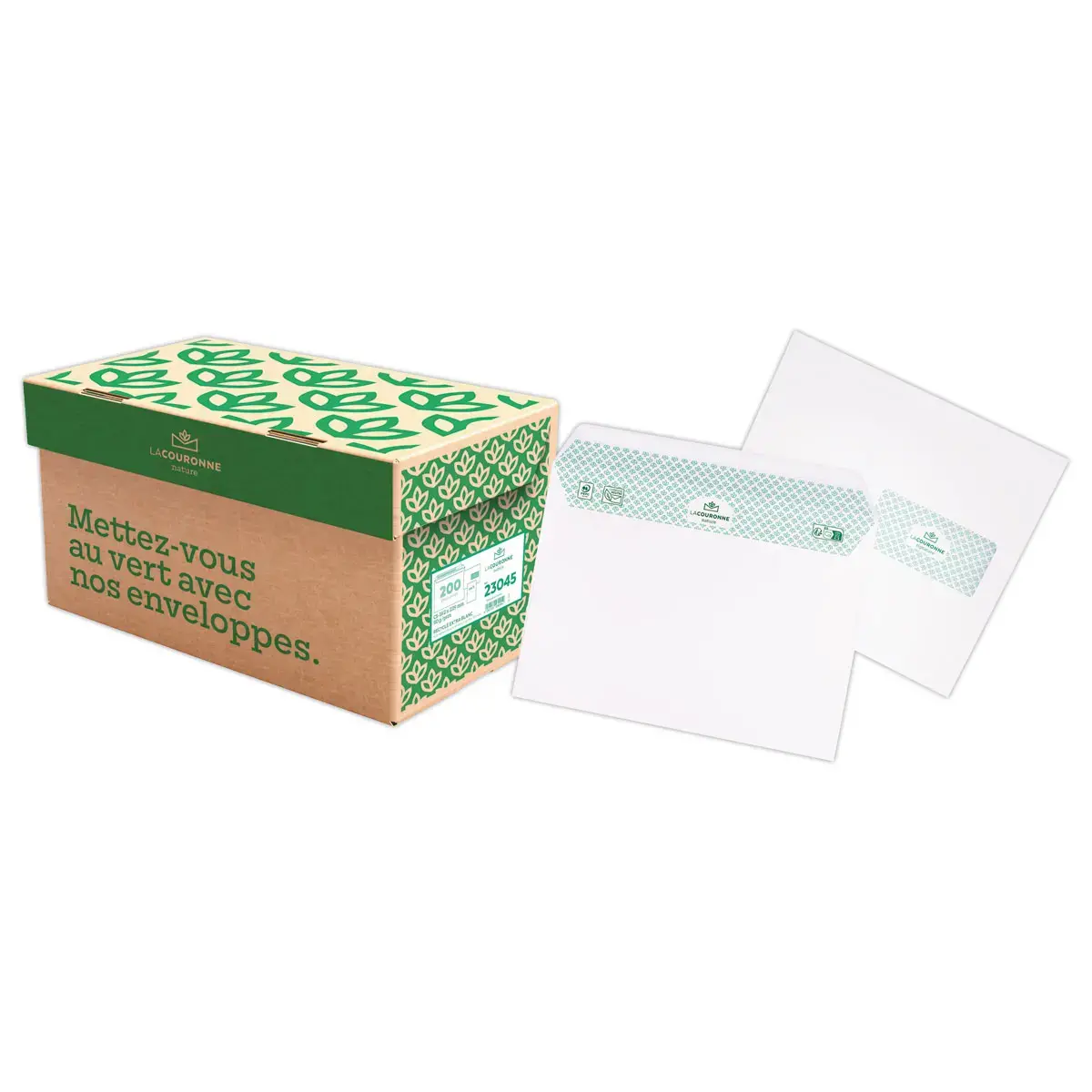 200  Witte gerecycleerde C5-enveloppen 80gr/m&sup2; met beschermband venster 45x100 