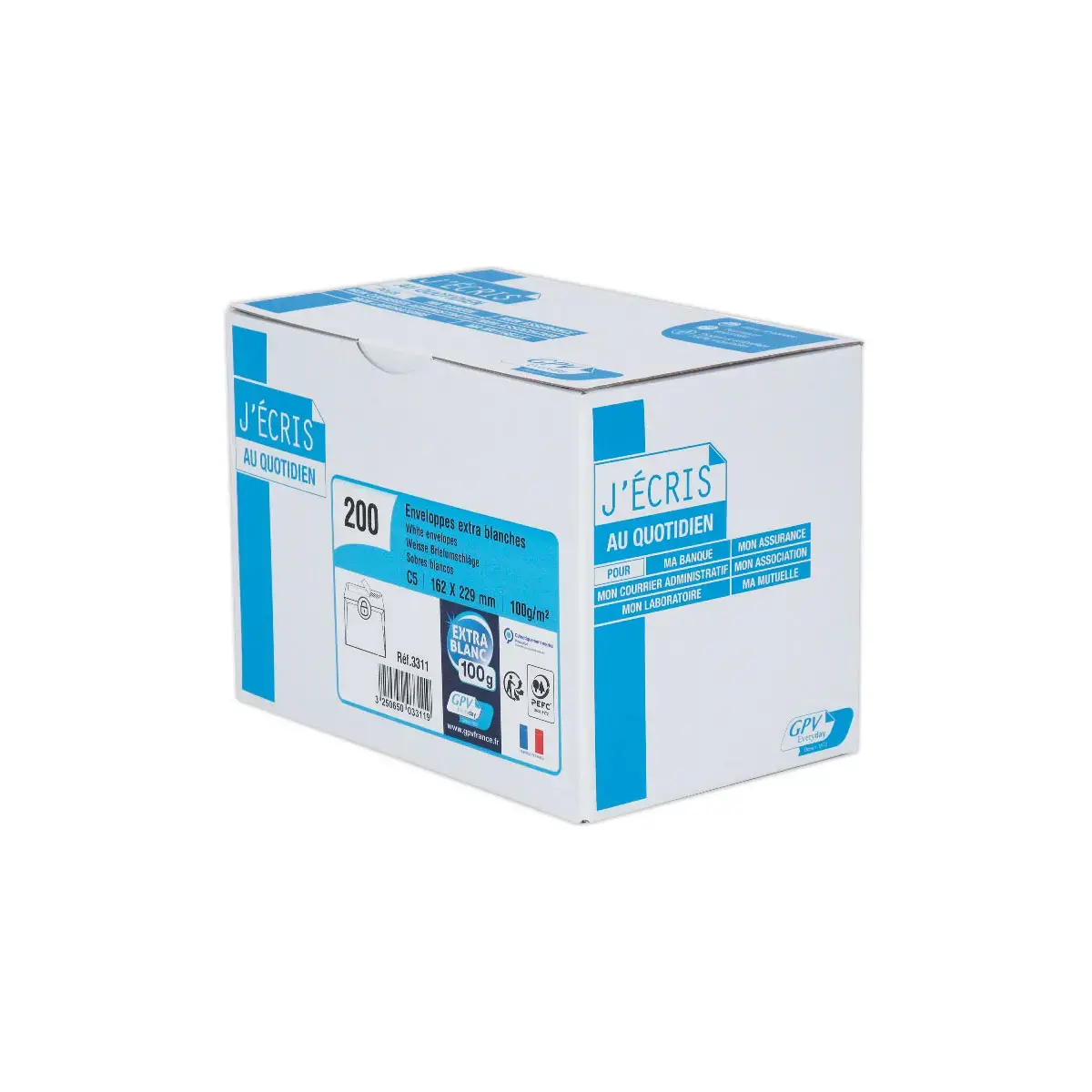 200 Witte C5-enveloppen 100g met beschermband