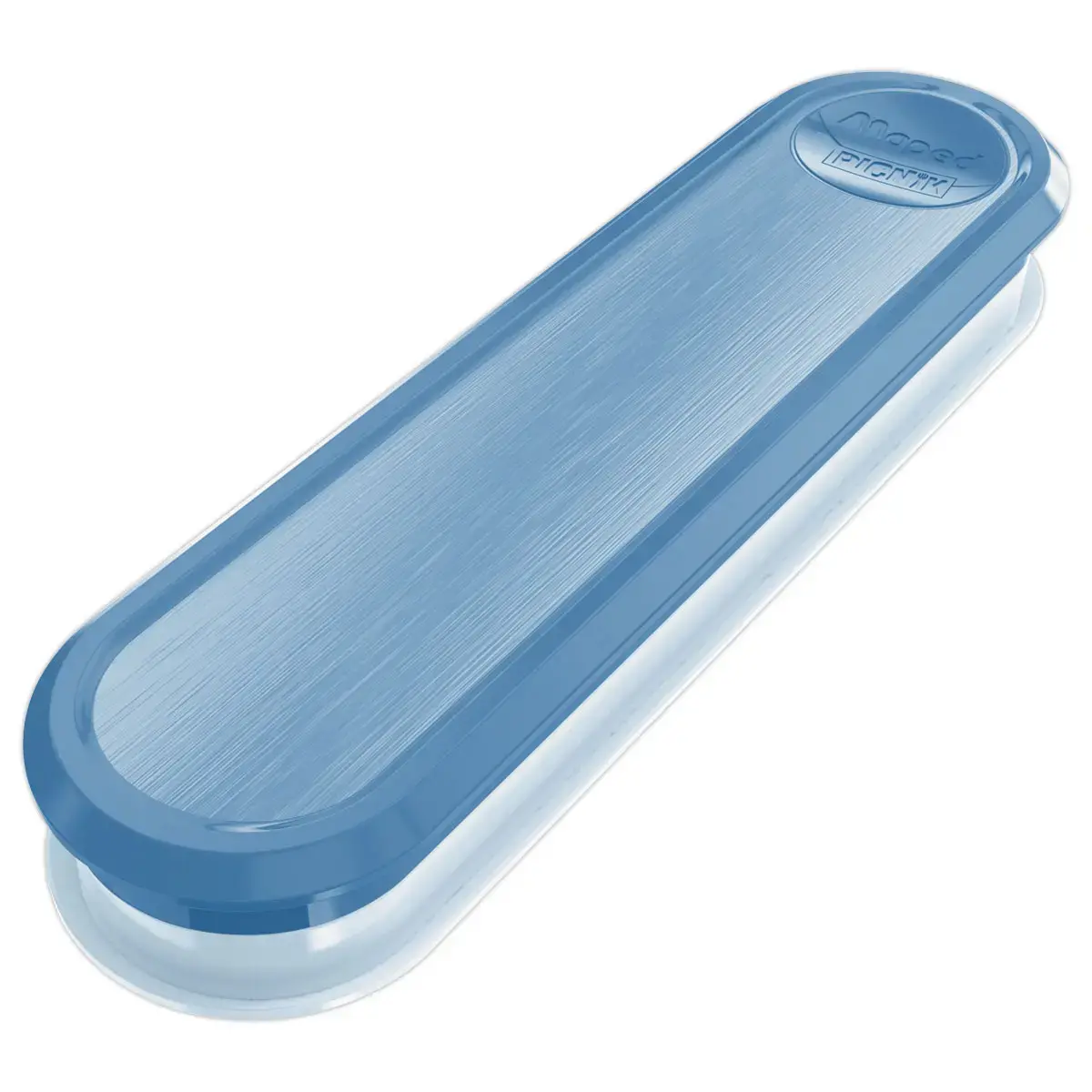Plastic doos met vork, mes en kleine lepel. Blauw 