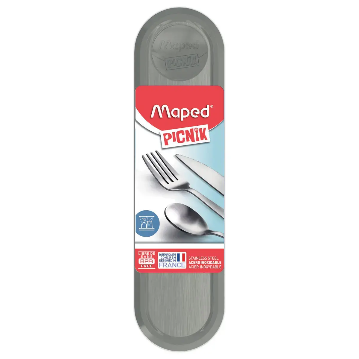 Plastic doos met bestek - Grijs deksel