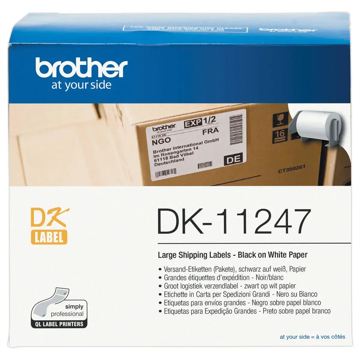 Rollen met etiketten QL BROTHER 103,6 x 164,3 mm DK11247