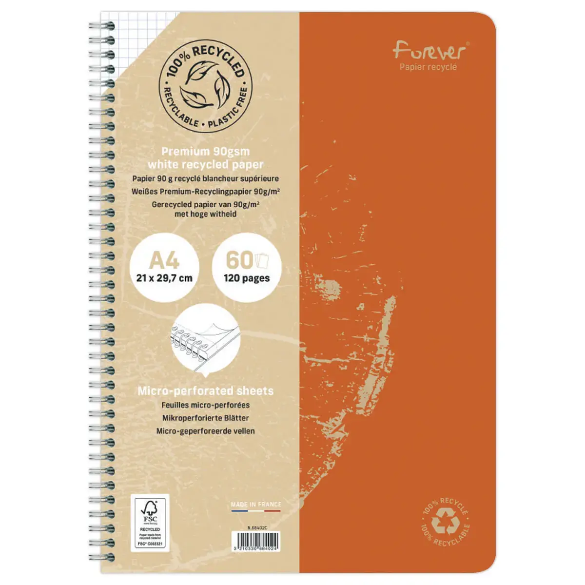 Gerecycled A4 gelinieerde spiraalnotitieboek.