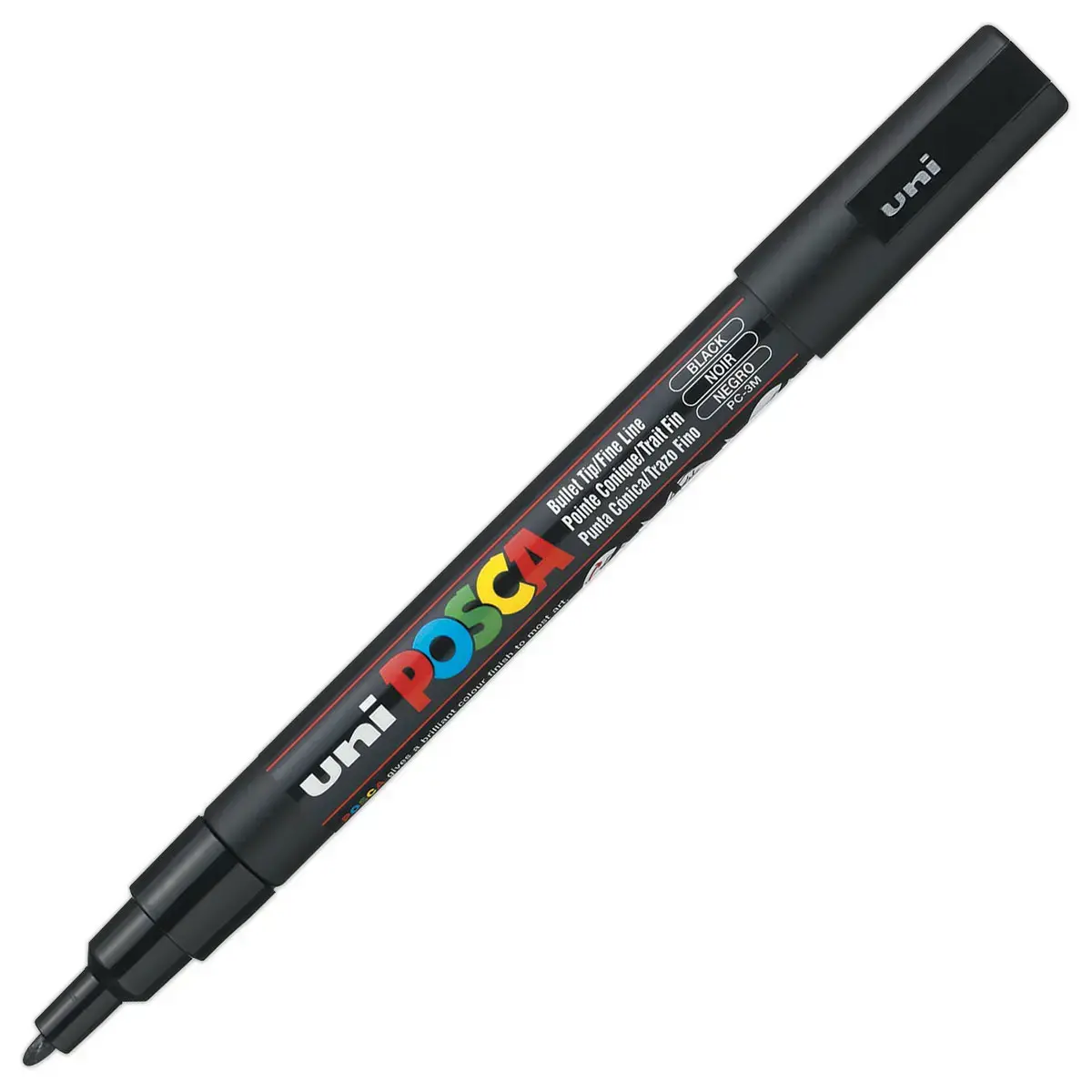 Waterverfmarker voor alle ondergronden met fijne conische punt. Zwart