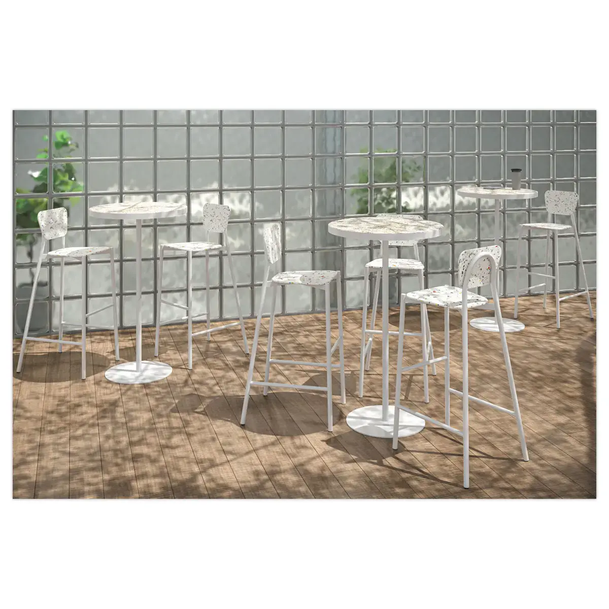 Hoge tabouret MAHAUT decor FLOREAL gemonteerd