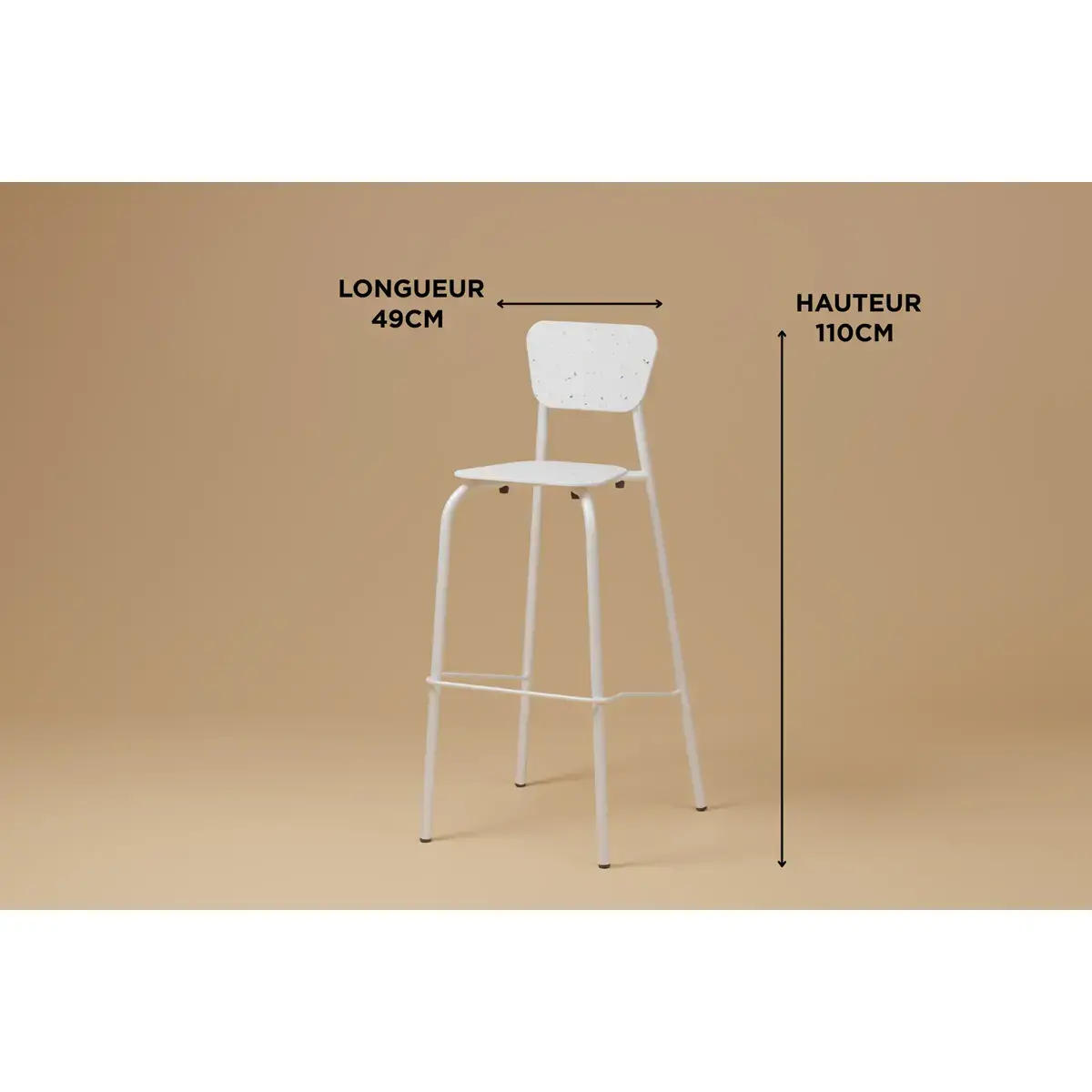 Hoge tabouret MAHAUT decor FLOREAL gemonteerd