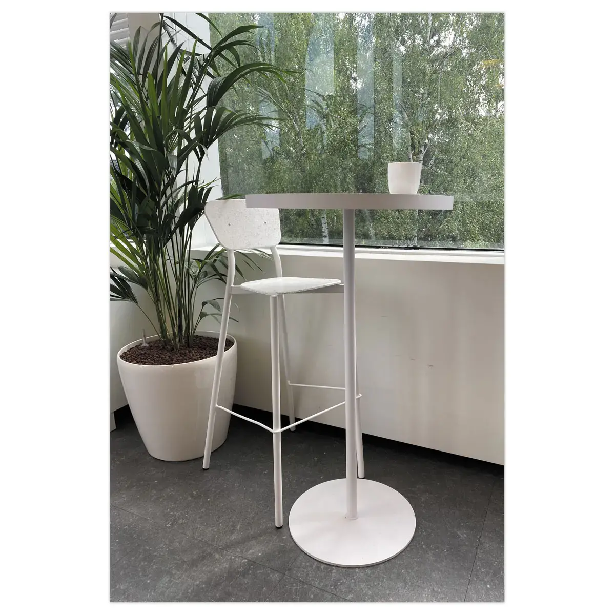Hoge tafel H110 gerecycled MAHAUT ø64mm decor FLOREAL