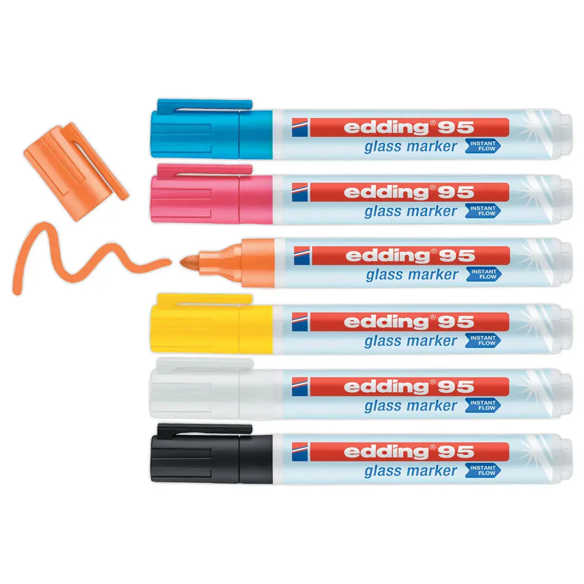 6 markers glasoppervlak EDDING 95 - uitwisbaar