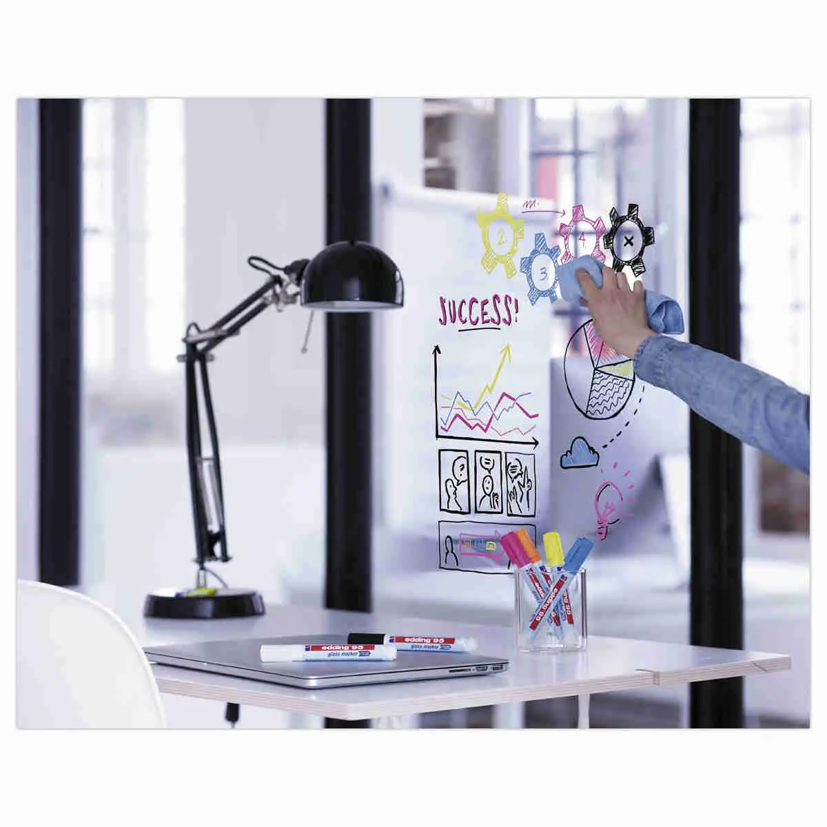 6 markers glasoppervlak EDDING 95 - uitwisbaar