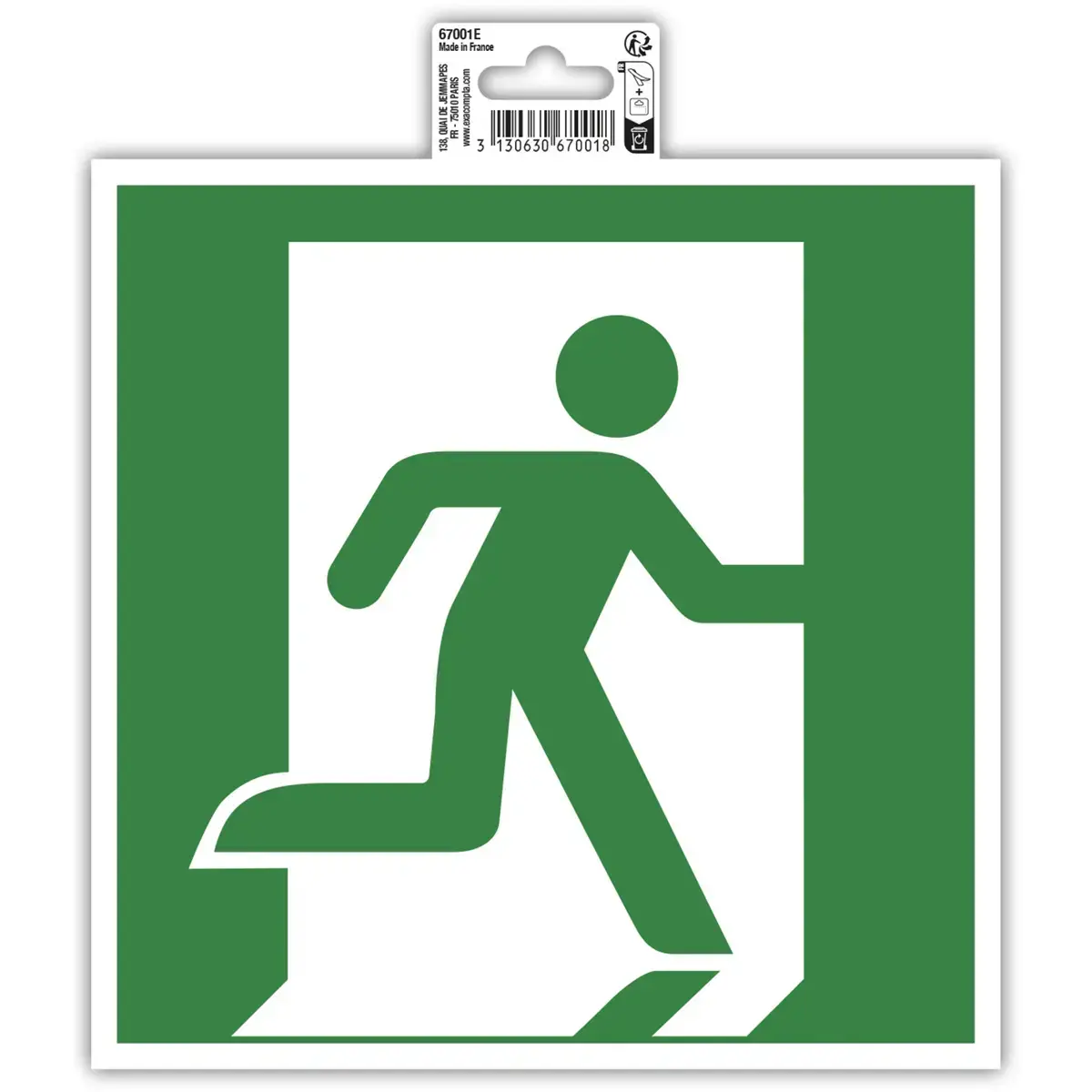 Plakband evacuatie rechts 20 cm - Groen