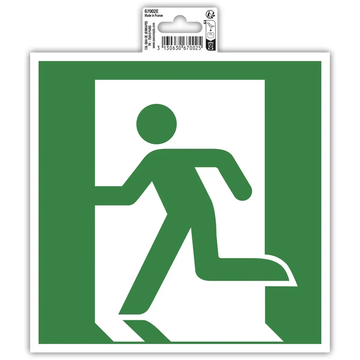 Plakbord evacuatie links 20 cm - Groen