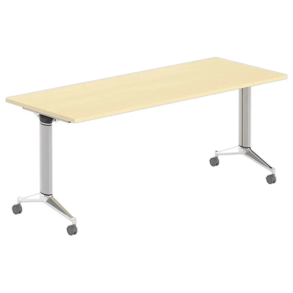 Klaptafel met wieltjes - 180 x 70 cm - Beuk en alu