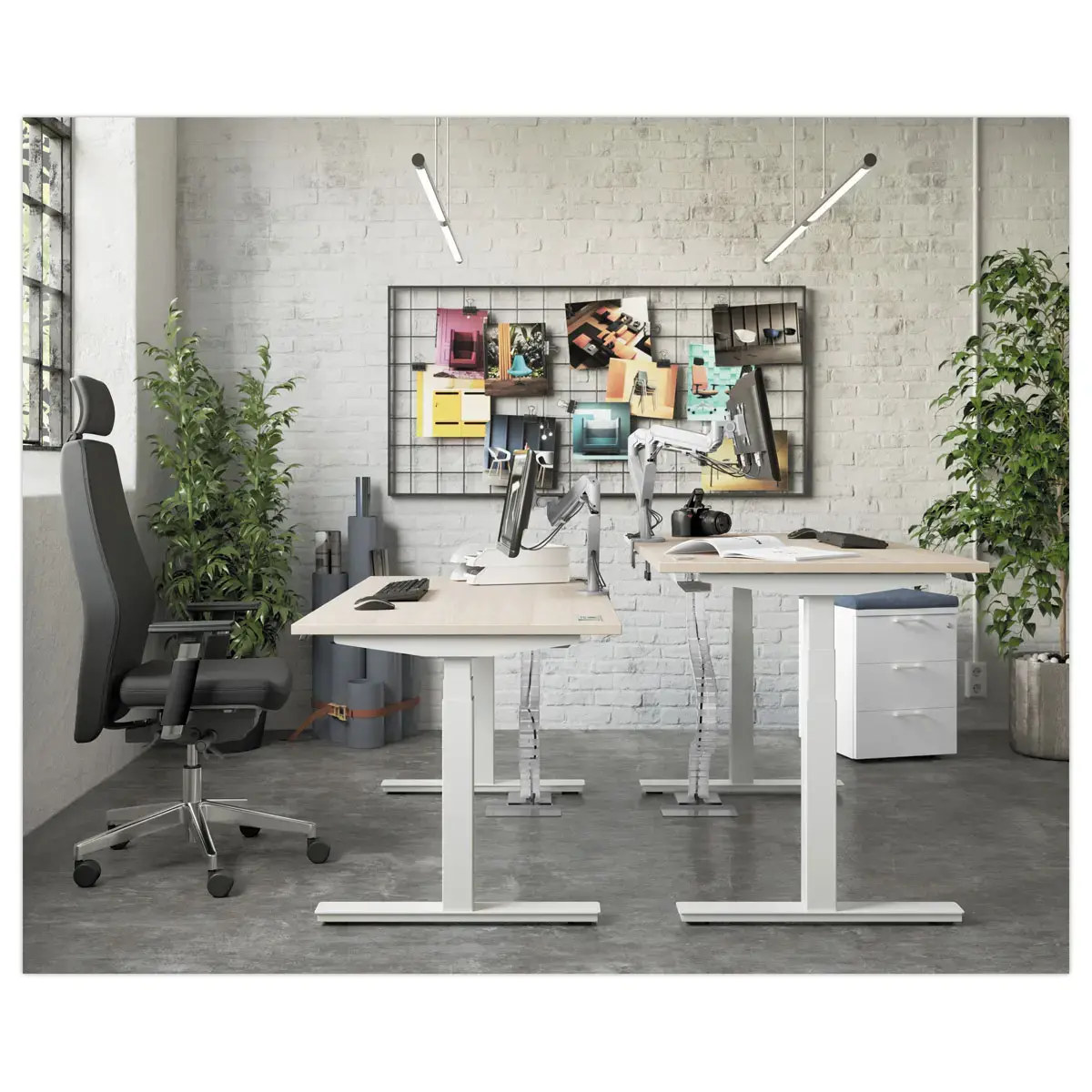 Bureau BERNE elektrisch 160 x 80 acacia/alu