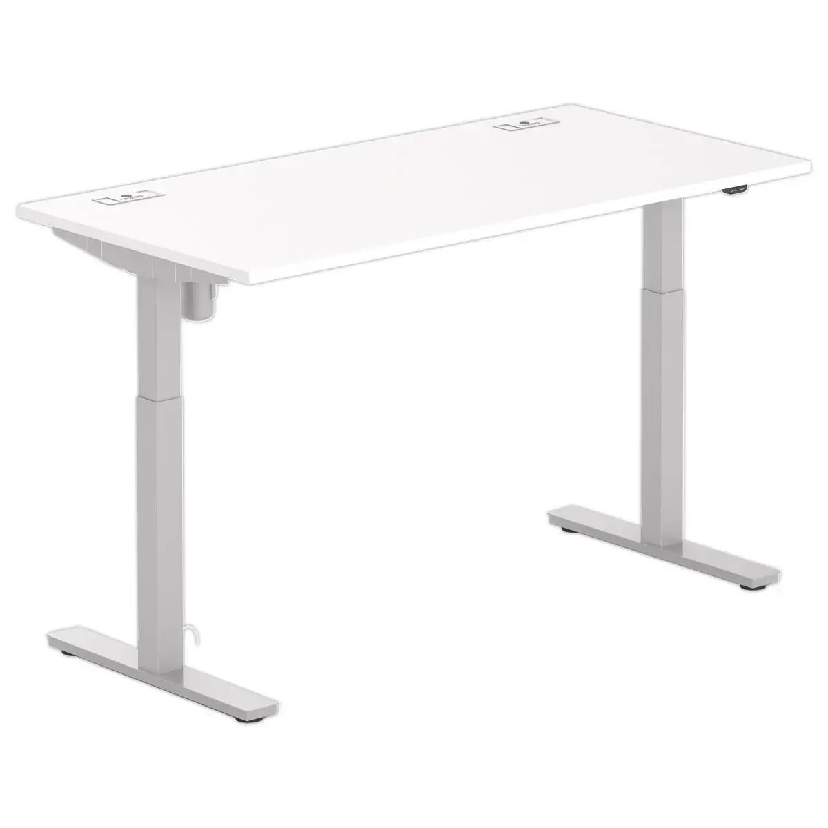Bureau BERNE elektrisch 160 x 80 wit/alu eenvoudige behuizing 