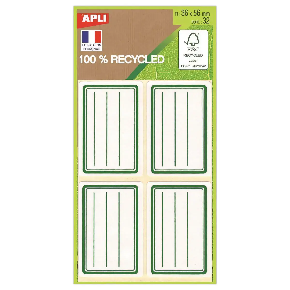 Schooletiketten Apli - gerecycled - set van 32