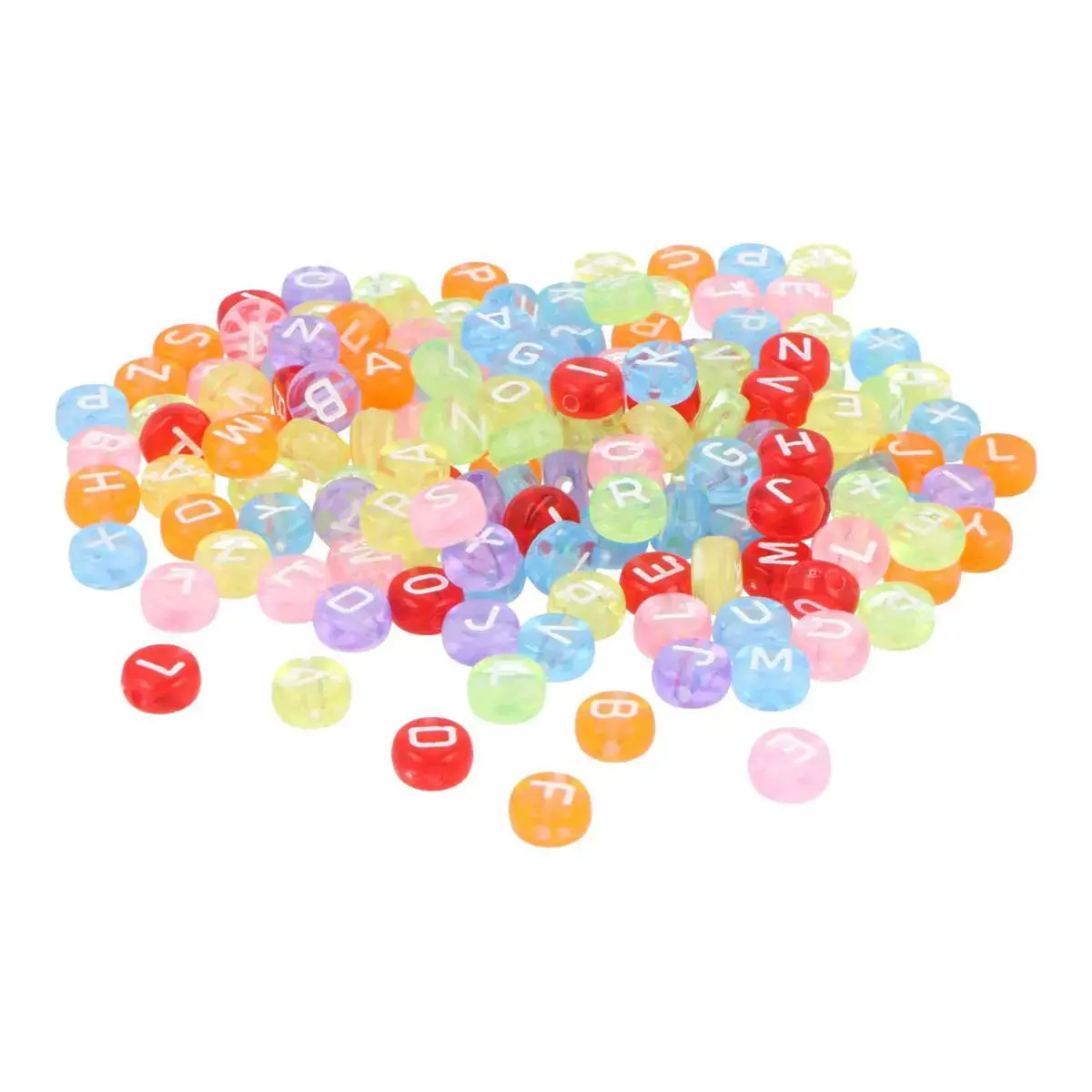 Perle letter Innspiro - assorti kleuren - 7 mm - gat 1 mm - set van 1200