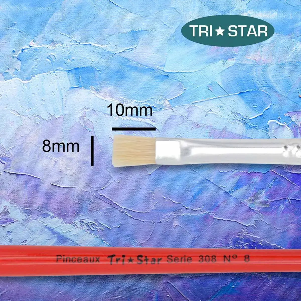 Platte penseel nr. 8 - OZ - van zijde - acryl- en olieverf