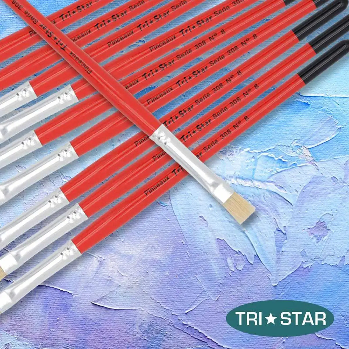 Platte penseel nr. 8 - OZ - van zijde - acryl- en olieverf