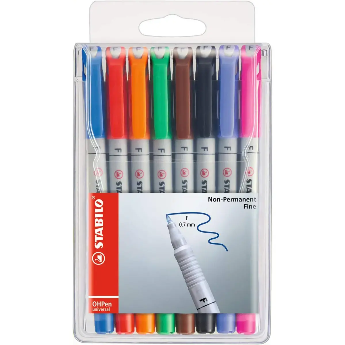Uitwisbare STABILO OHPen-marker - overheadprojectie en gladde oppervlakken - fijne punt - assorti kleuren - set van 8 