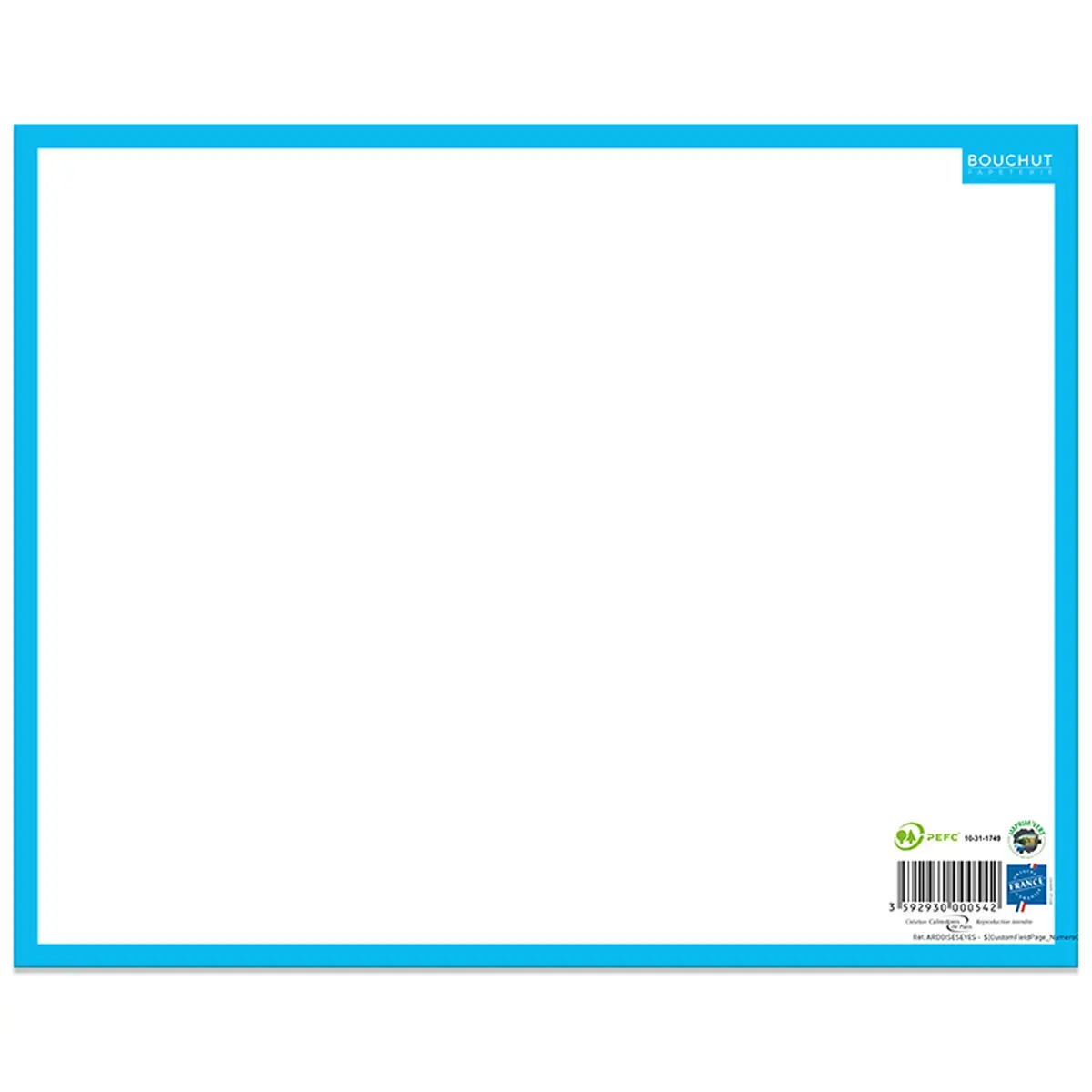Droog uitwisbaar krijtbord - BOUCHUT - 1 effen zijde - 1 zijde met lijntjes - 21 x 26,5 cm