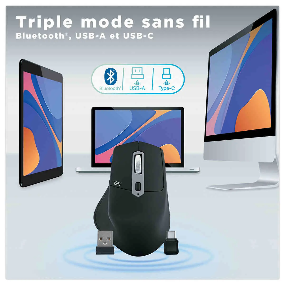 Draadloze semi-ergonomische dual connect muis 