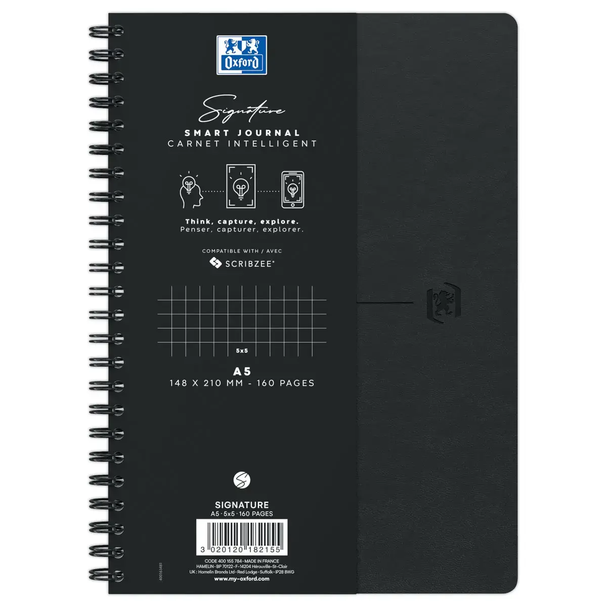 Signeerschrift Oxford A5 - 160p. - 5x5- geruit - Zwart