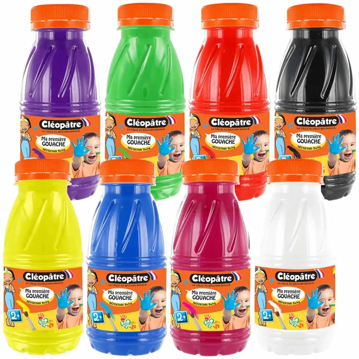 Vingergouache - CLEOPATRE - assorti kleuren - flesjes van 250 ml - set van 8 