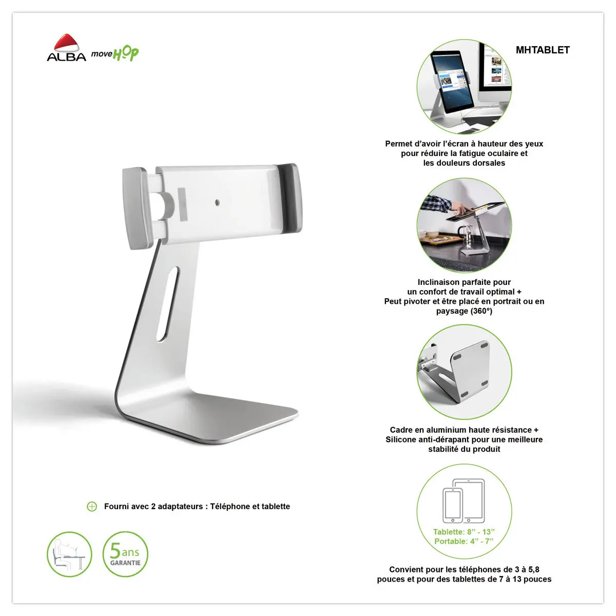 Ergonomische steun voor telefoon en tablet 