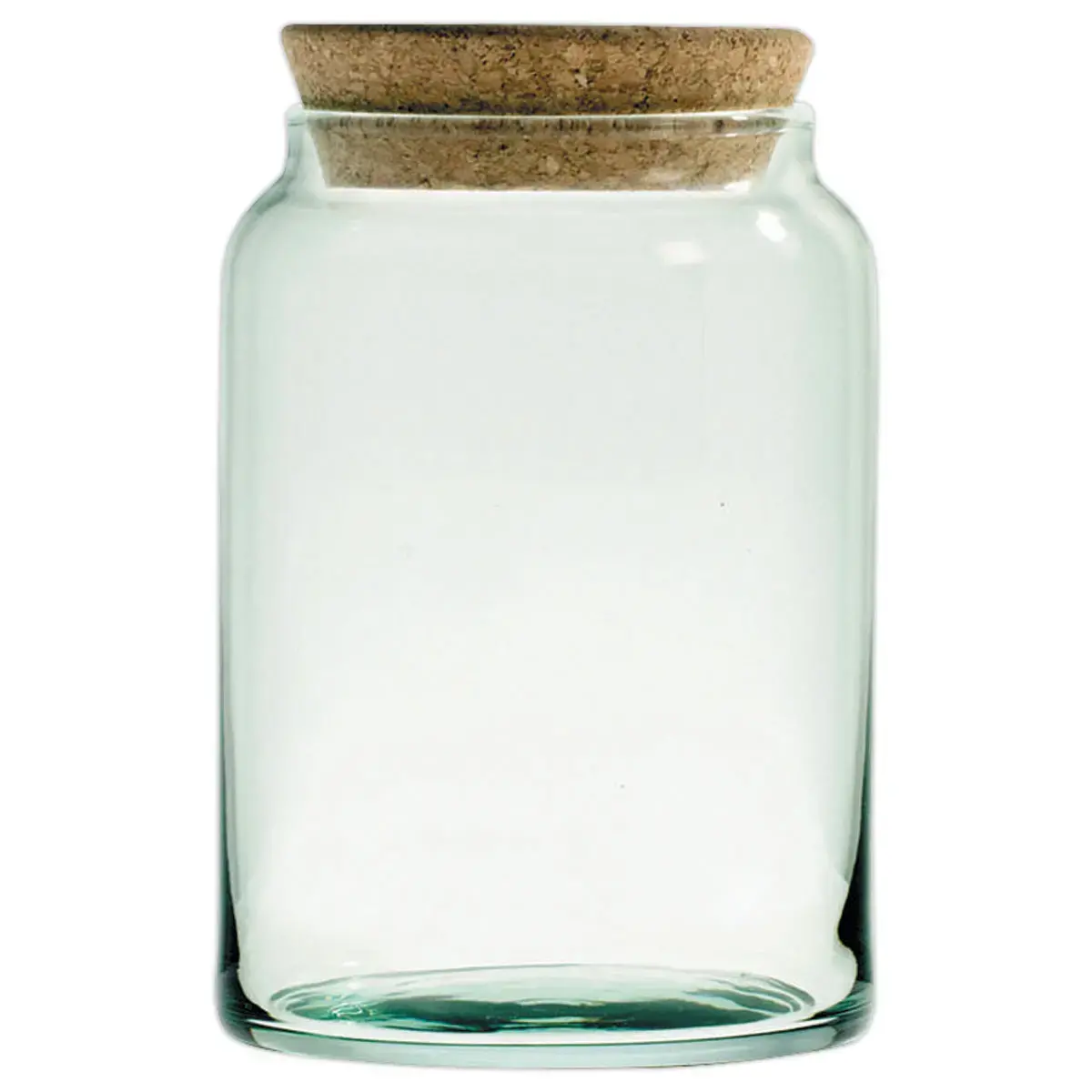 Glazen pot van gerecycled materiaal met kurken deksel 0,86L 