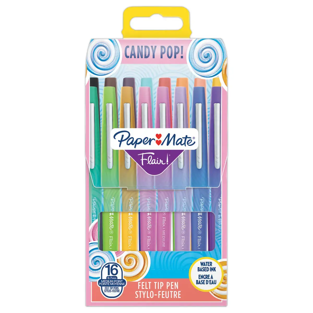 16 Viltstiften Flair - Candy Pop - Middelgroot geschrift - PAPERMATE