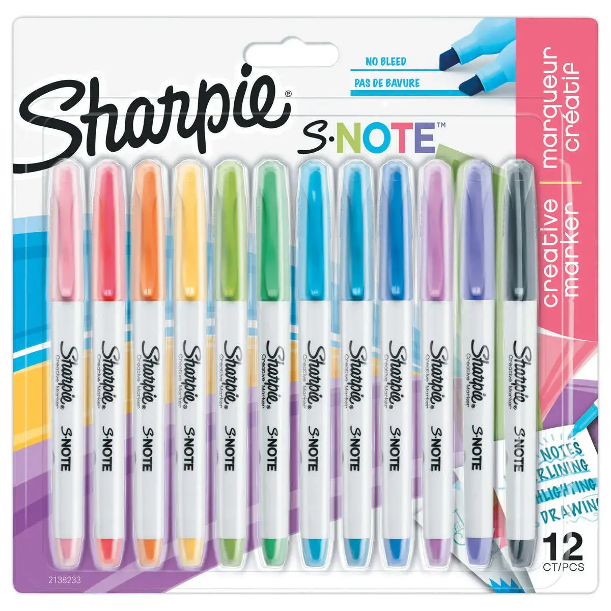 12 Markeerstiften vloeibare inkt verschillende kleuren - SHARPIE