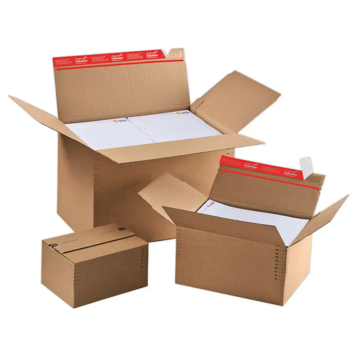 10  Kartons met variabele hoogtes L34,4 x B29 x H3,2 tot 13,2 cm 
