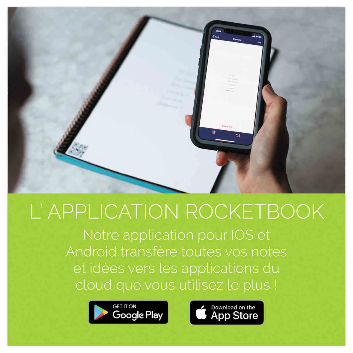 Met het internet verbonden en oneindig herbruikbare notitieblok Rocketbook Core Letter - A4 - Donkerblauw - 32 pagina's - ROCKETBOOK