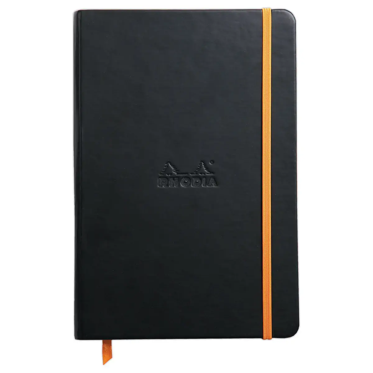 Genaaid schrift Rhodiarama A5 192 pagina's - harde kaft - zwart - RHODIA