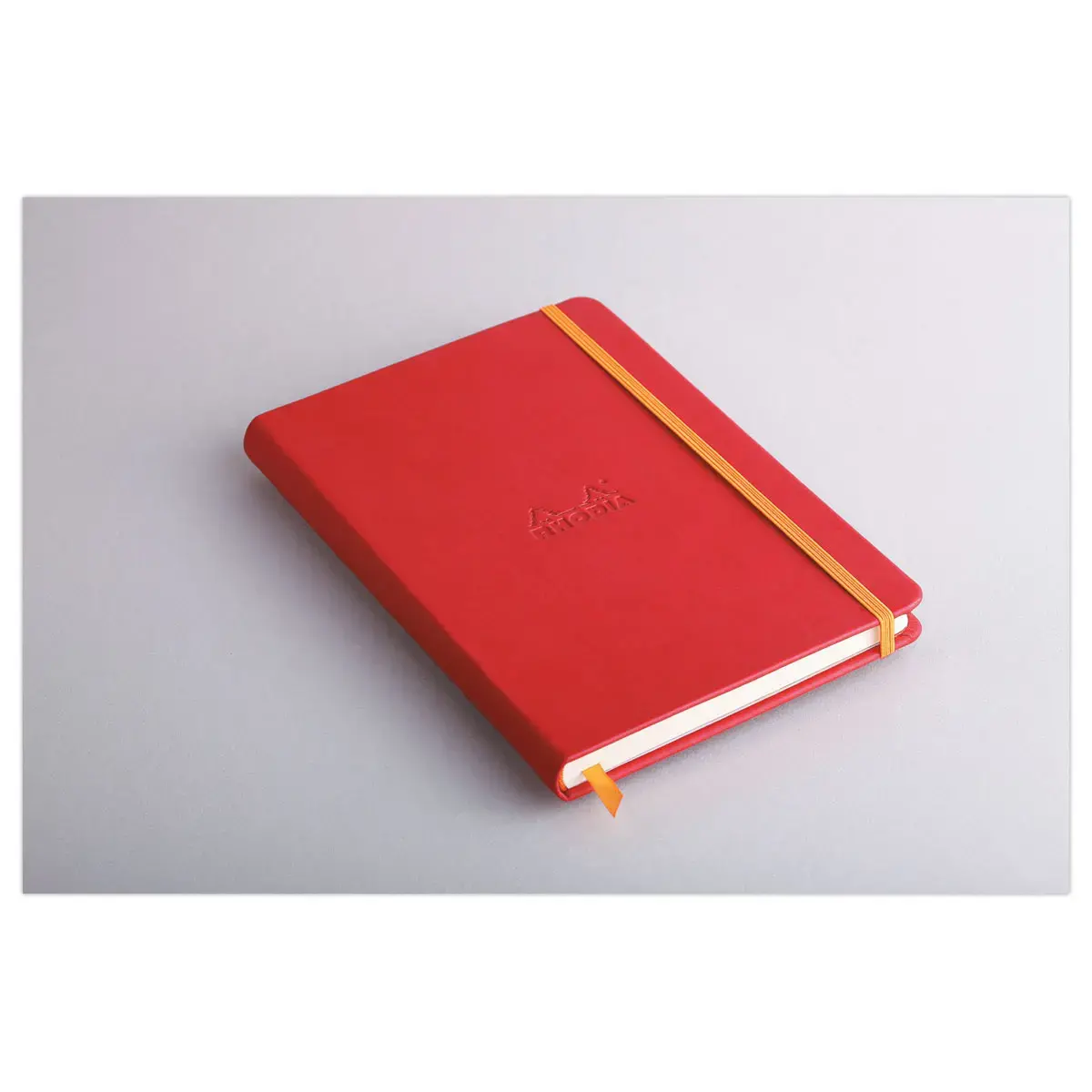 Genaaid schrift Rhodiarama A5 192 pagina's - harde kaft - rood - RHODIA 