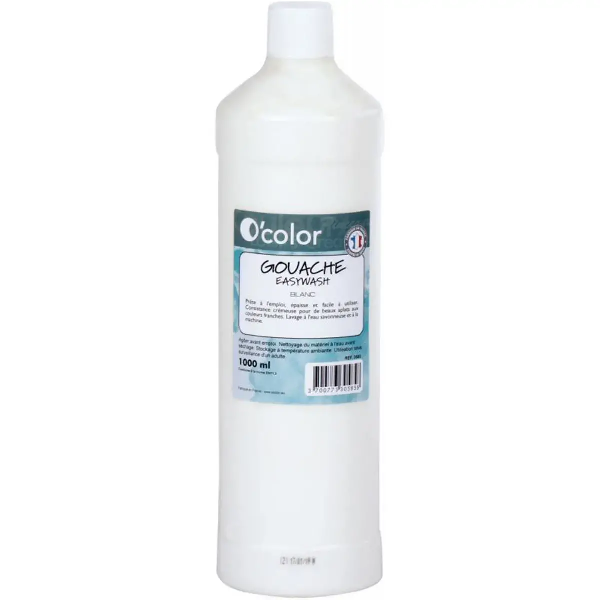 Vloeibare gouache O'COLOR wit - fles 1l 