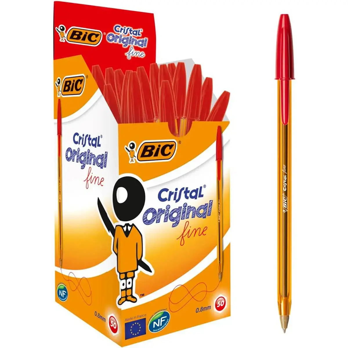 Bic balpen - fijne punt - rood - set van 50