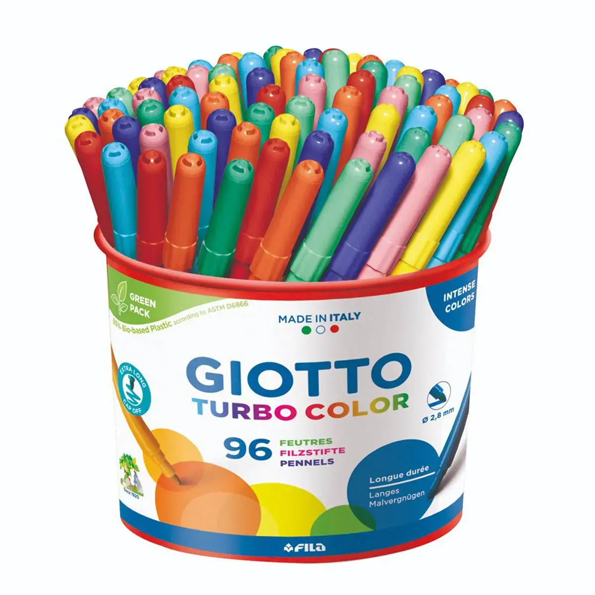 GIOTTO TURBO COLOR kleurstift met middelgrote punt - uitwasbare inkt - assorti kleuren - set van 96