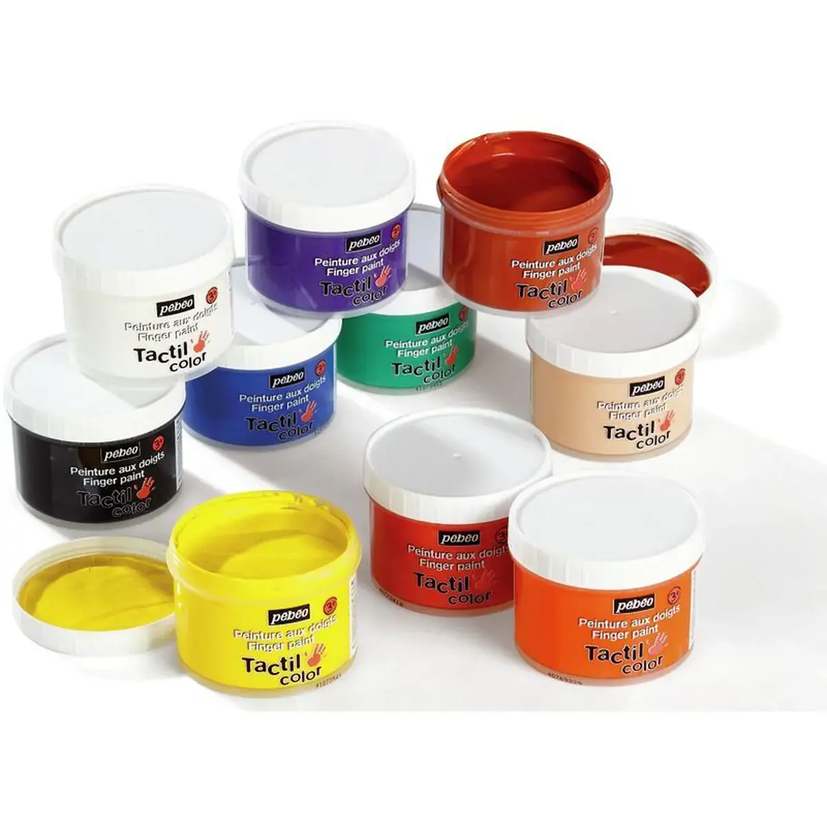Vingergouache - PEBEO - met kunststof houder inbegrepen - assorti kleuren - 225ml - set van 10 