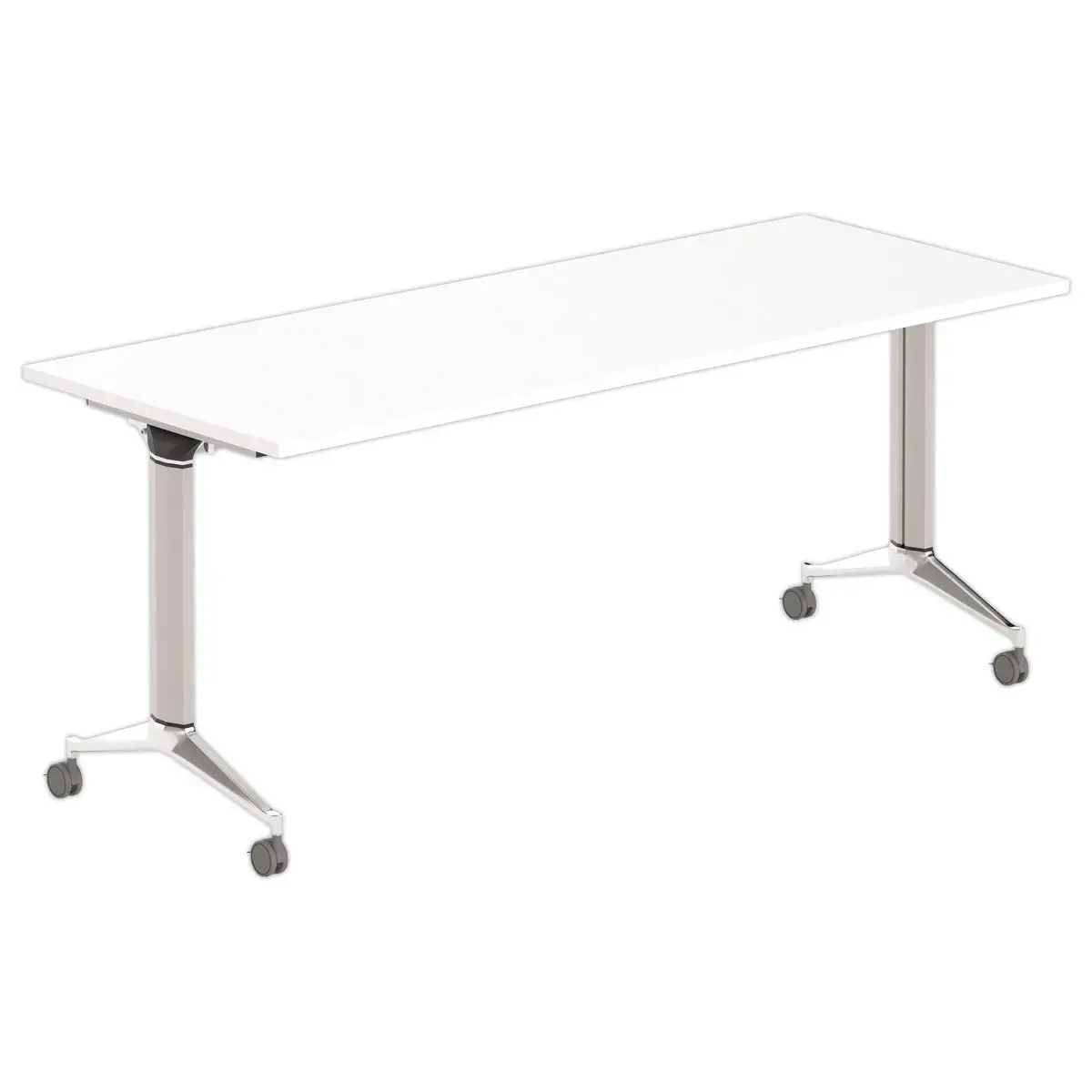 Klaptafel met wieltjes - 180 x 70 cm - Wit en alu