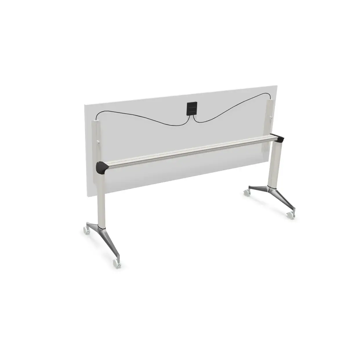 Klaptafel met wieltjes - 180 x 70 cm - Wit en alu