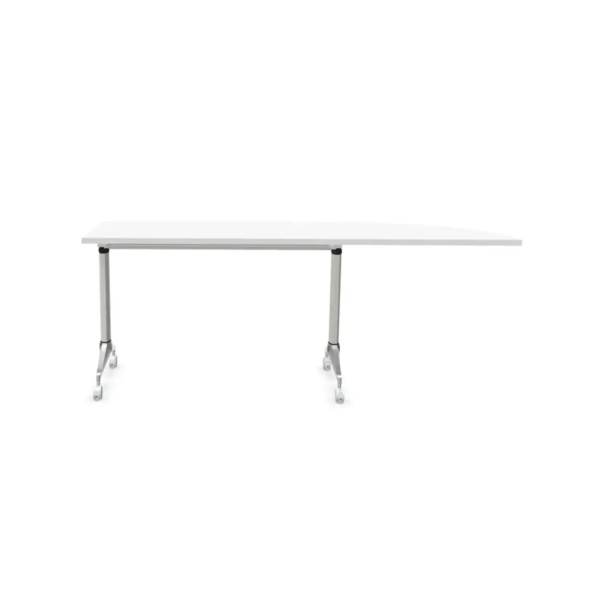 Klaptafel met wieltjes - 190 x 70 cm - Wit en alu - Hoek links