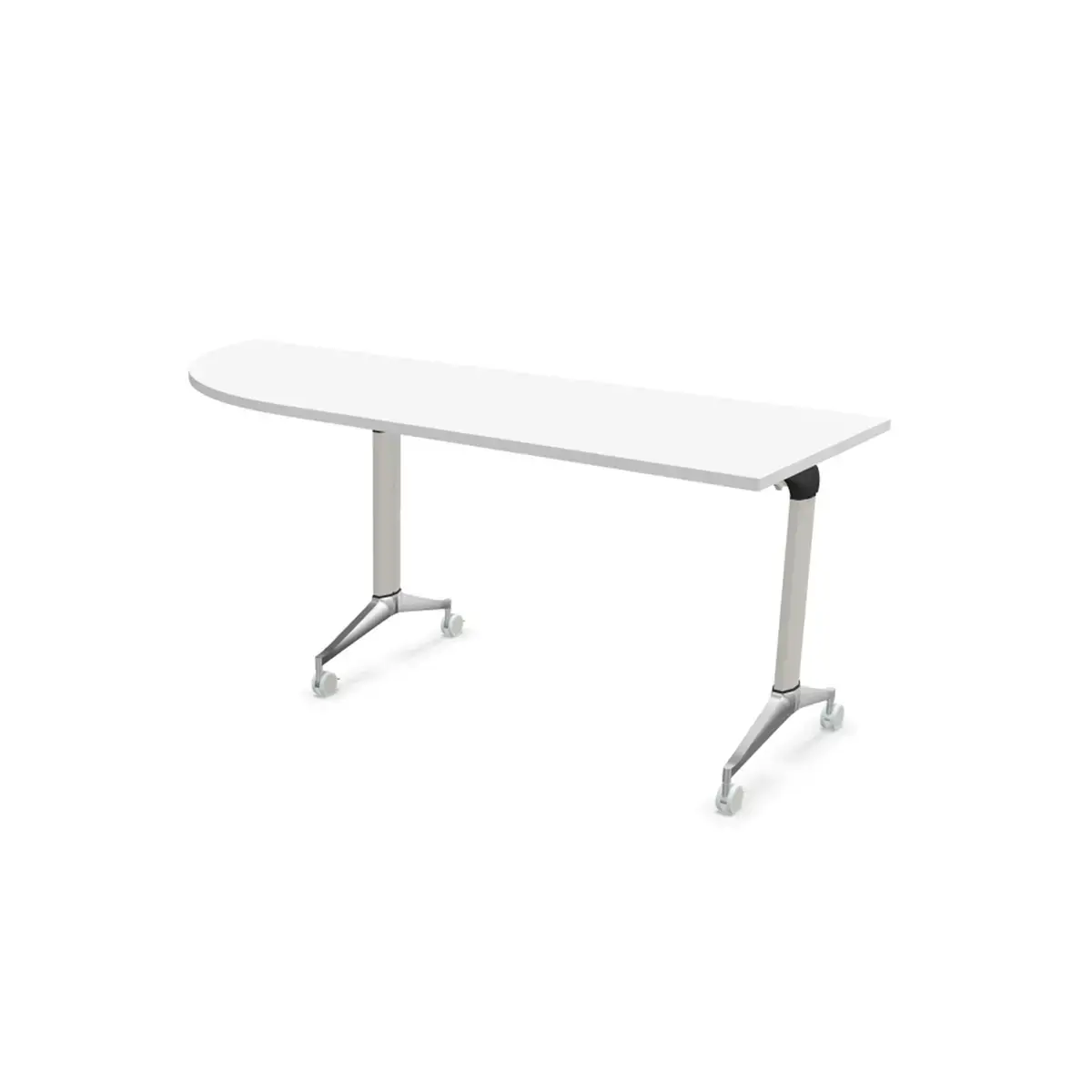 Klaptafel met wieltjes - 190 x 70 cm - Wit en alu - Hoek links